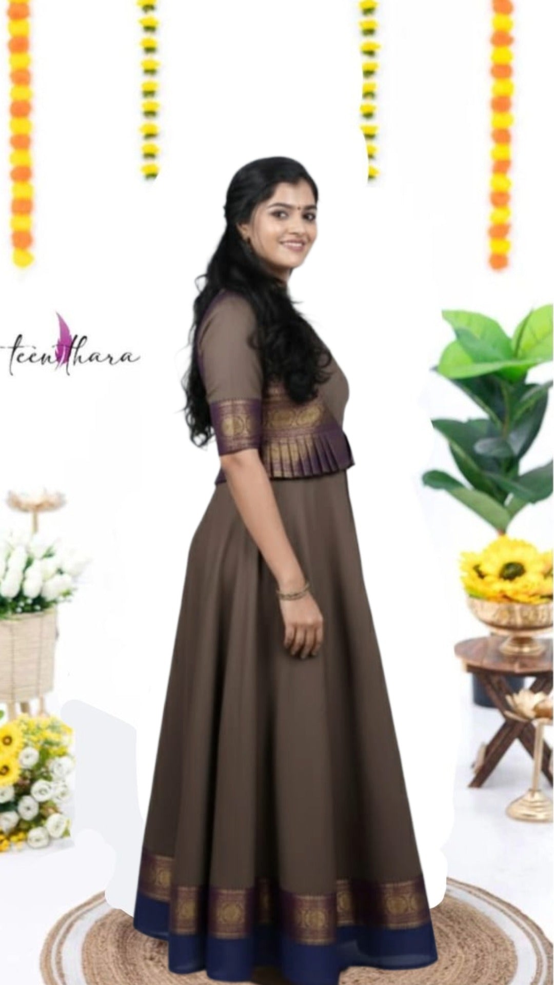 Dusky Royalty: Brown & Purple Ethnic Elegance - CTN109