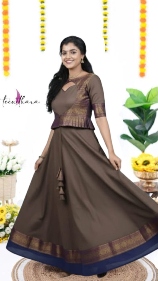Dusky Royalty: Brown & Purple Ethnic Elegance - CTN109