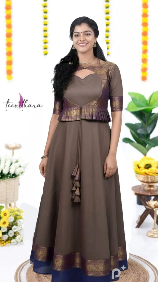 Dusky Royalty: Brown & Purple Ethnic Elegance - CTN109