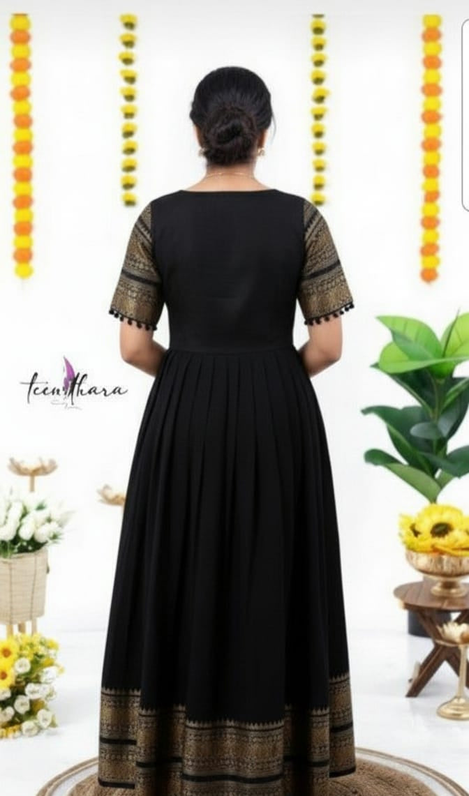 Mystic Noir-Black Ethnic Maxi Gown with Coat - CTN108
